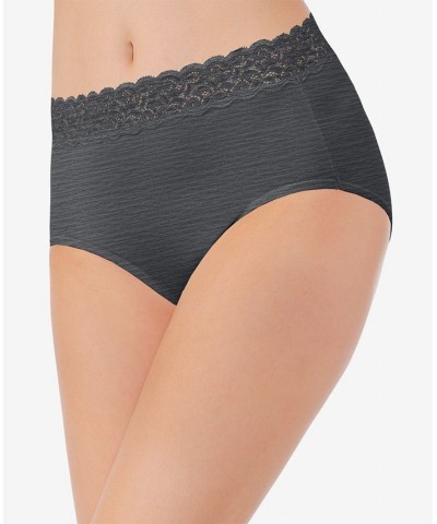 Flattering Cotton Lace Stretch Brief Underwear 13396 also available in extended sizes Gray $8.58 Panty