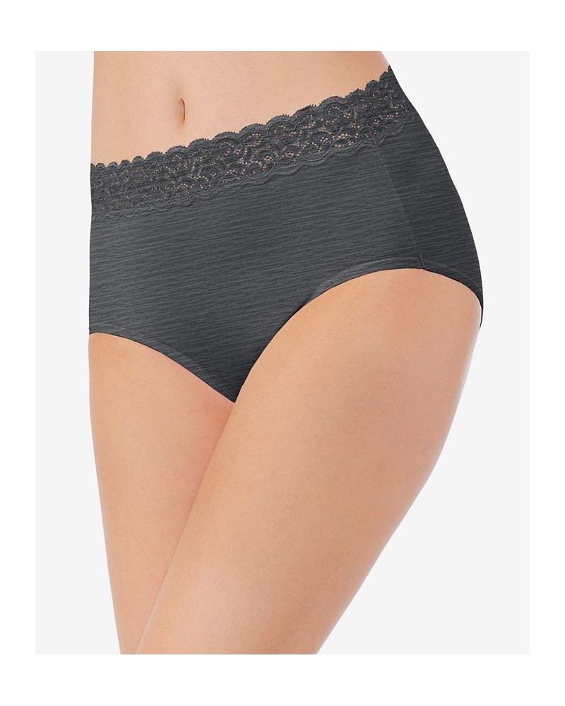 Flattering Cotton Lace Stretch Brief Underwear 13396 also available in extended sizes Gray $8.58 Panty