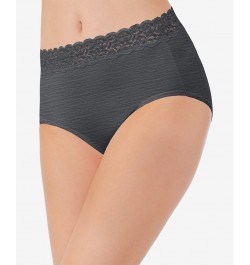 Flattering Cotton Lace Stretch Brief Underwear 13396 also available in extended sizes Gray $8.58 Panty