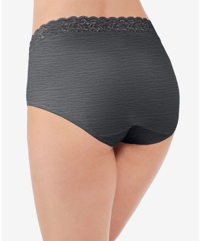 Flattering Cotton Lace Stretch Brief Underwear 13396 also available in extended sizes Gray $8.58 Panty