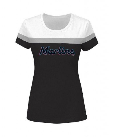 Women's White and Black Miami Marlins Plus Size Colorblock T-shirt White, Black $24.00 Tops