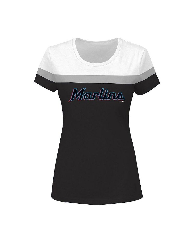 Women's White and Black Miami Marlins Plus Size Colorblock T-shirt White, Black $24.00 Tops