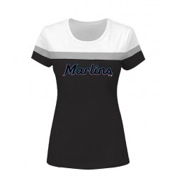 Women's White and Black Miami Marlins Plus Size Colorblock T-shirt White, Black $24.00 Tops