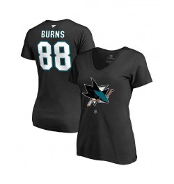 Women's Branded Brent Burns Black San Jose Sharks Name Number Authentic Stack V-Neck T-shirt Black $21.82 Tops