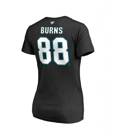 Women's Branded Brent Burns Black San Jose Sharks Name Number Authentic Stack V-Neck T-shirt Black $21.82 Tops