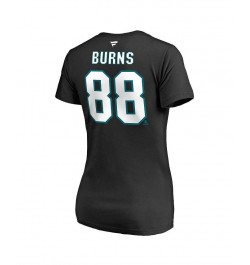 Women's Branded Brent Burns Black San Jose Sharks Name Number Authentic Stack V-Neck T-shirt Black $21.82 Tops