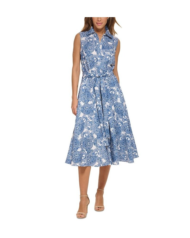 Women's Hudson Paisley Sleeveless Midi Dress Blue Multi $33.18 Dresses