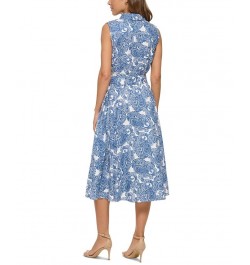 Women's Hudson Paisley Sleeveless Midi Dress Blue Multi $33.18 Dresses