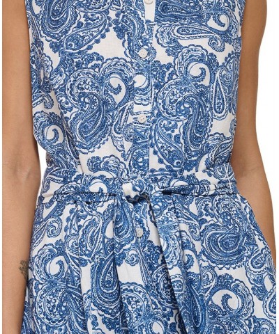 Women's Hudson Paisley Sleeveless Midi Dress Blue Multi $33.18 Dresses