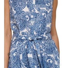 Women's Hudson Paisley Sleeveless Midi Dress Blue Multi $33.18 Dresses