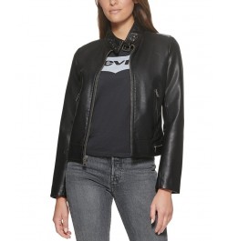 Faux-Leather Moto Racer Jacket Black $32.80 Jackets