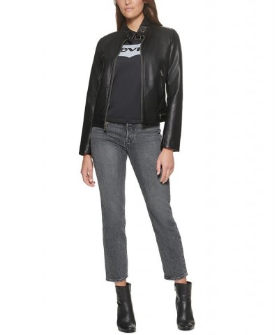 Faux-Leather Moto Racer Jacket Black $32.80 Jackets