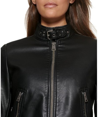 Faux-Leather Moto Racer Jacket Black $32.80 Jackets