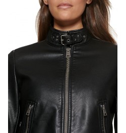 Faux-Leather Moto Racer Jacket Black $32.80 Jackets