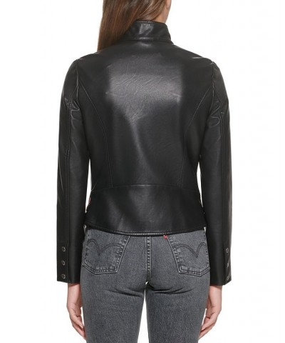 Faux-Leather Moto Racer Jacket Black $32.80 Jackets