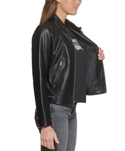 Faux-Leather Moto Racer Jacket Black $32.80 Jackets