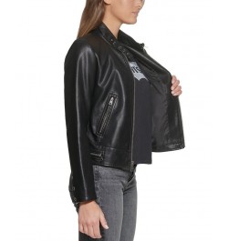 Faux-Leather Moto Racer Jacket Black $32.80 Jackets