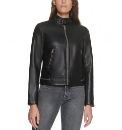 Faux-Leather Moto Racer Jacket Black $32.80 Jackets