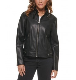 Faux-Leather Moto Racer Jacket Black $32.80 Jackets