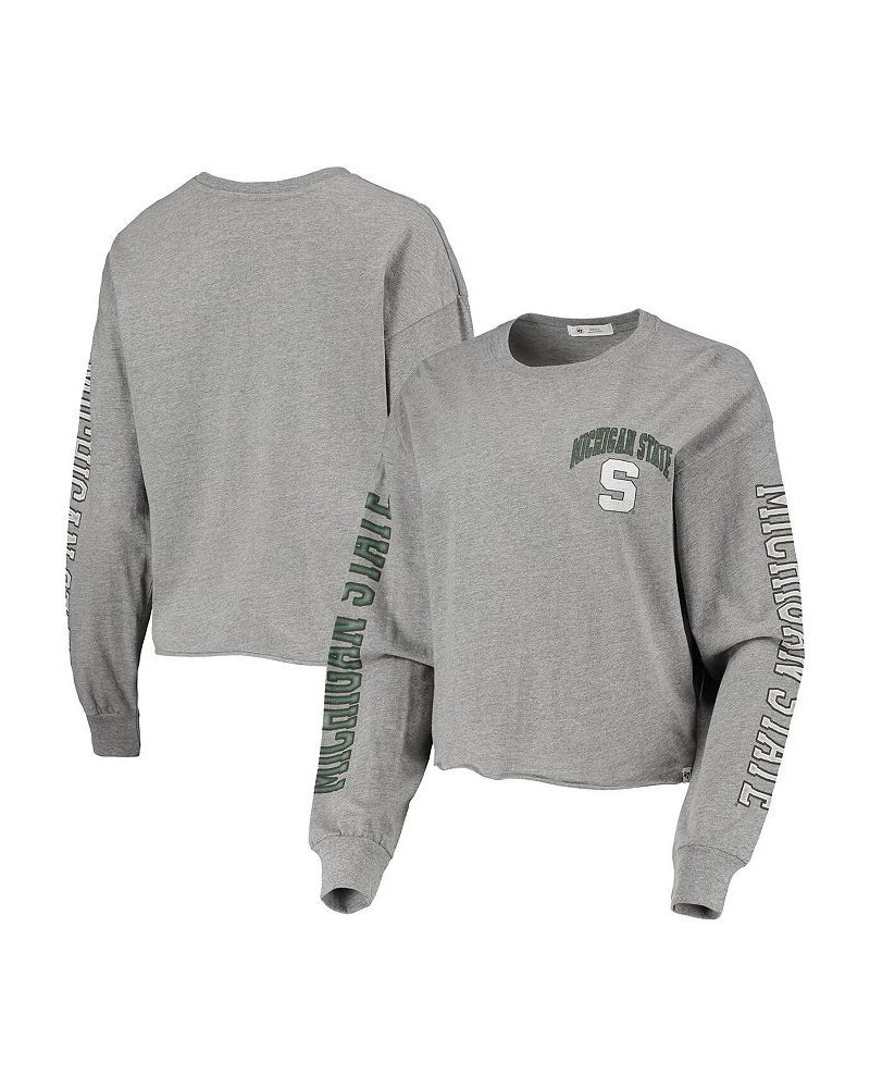 Women's '47 Heathered Gray Michigan State Spartans Ultra Max Parkway Long Sleeve Cropped T-shirt Heathered Gray $24.20 Tops