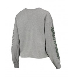 Women's '47 Heathered Gray Michigan State Spartans Ultra Max Parkway Long Sleeve Cropped T-shirt Heathered Gray $24.20 Tops