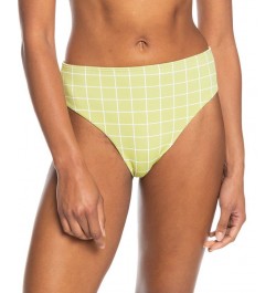 Juniors' Salty Shine Printed High-Leg Bikini Bottoms Linden Green Check Me Out $29.40 Swimsuits