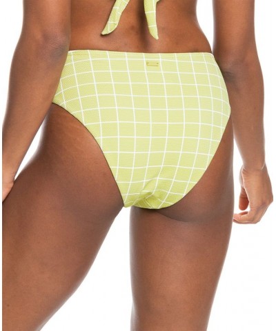 Juniors' Salty Shine Printed High-Leg Bikini Bottoms Linden Green Check Me Out $29.40 Swimsuits