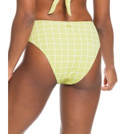 Juniors' Salty Shine Printed High-Leg Bikini Bottoms Linden Green Check Me Out $29.40 Swimsuits