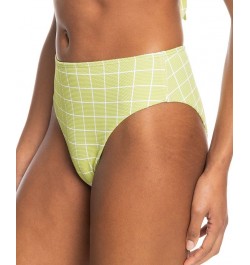 Juniors' Salty Shine Printed High-Leg Bikini Bottoms Linden Green Check Me Out $29.40 Swimsuits