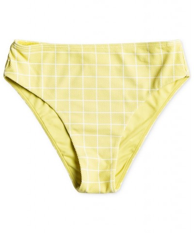 Juniors' Salty Shine Printed High-Leg Bikini Bottoms Linden Green Check Me Out $29.40 Swimsuits