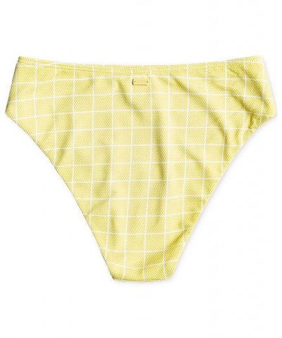 Juniors' Salty Shine Printed High-Leg Bikini Bottoms Linden Green Check Me Out $29.40 Swimsuits