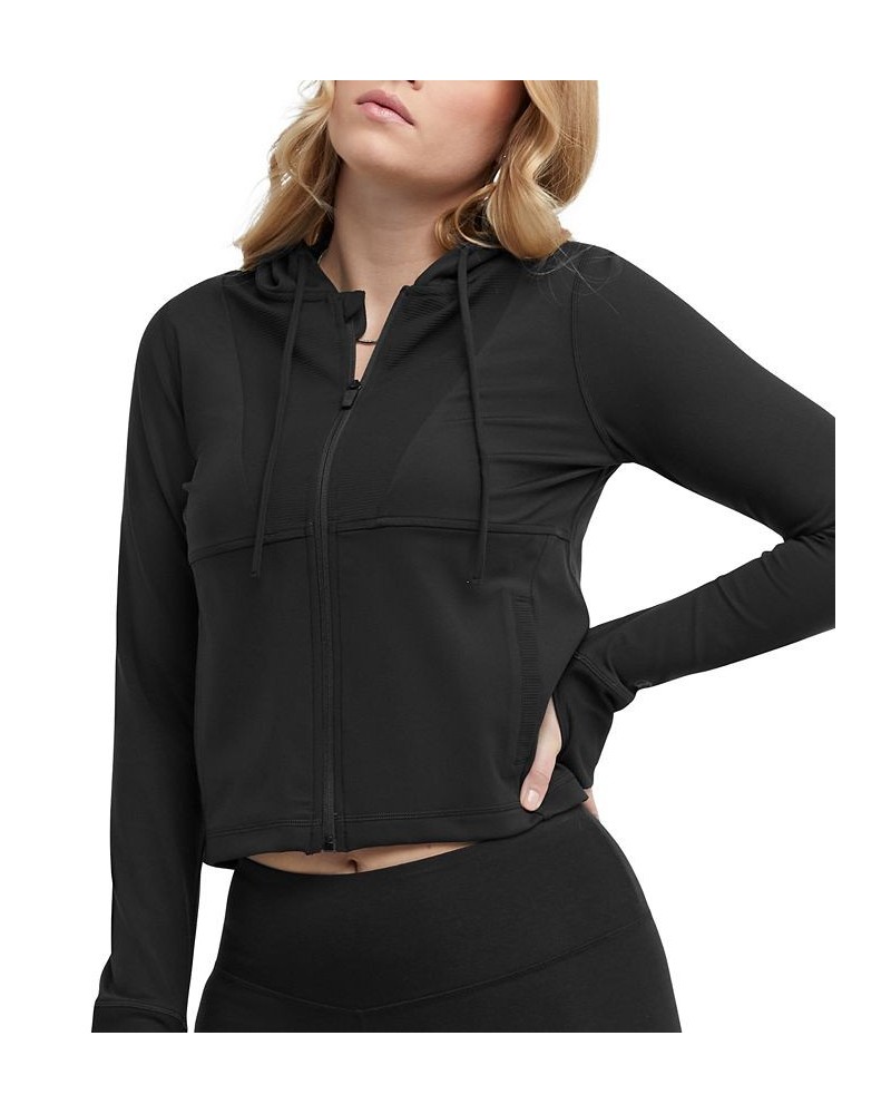 Women's Soft Touch Zip-Front Hooded Jacket Black $38.25 Jackets