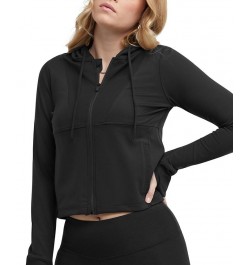 Women's Soft Touch Zip-Front Hooded Jacket Black $38.25 Jackets