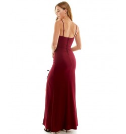 Juniors' Square Neck Cinched Gown Wine $24.00 Dresses