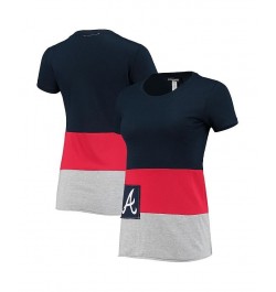 Women's Navy Atlanta Braves Fitted T-shirt Navy $32.39 Tops