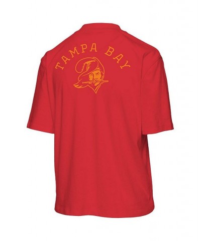 Women's Red Tampa Bay Buccaneers Half-Sleeve Mock Neck T-shirt Red $23.00 Tops