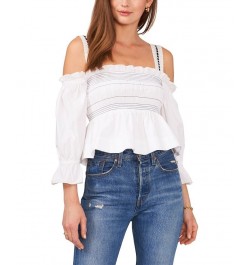 Women's Cotton Smocked Top Ultra White $13.79 Tops