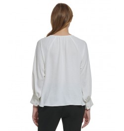 Women's Long Sleeve Cold Shoulder Blouse White $43.78 Tops