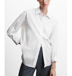 Women's Oversize Cotton Shirt Off White $35.39 Tops