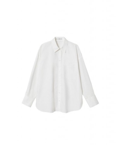 Women's Oversize Cotton Shirt Off White $35.39 Tops