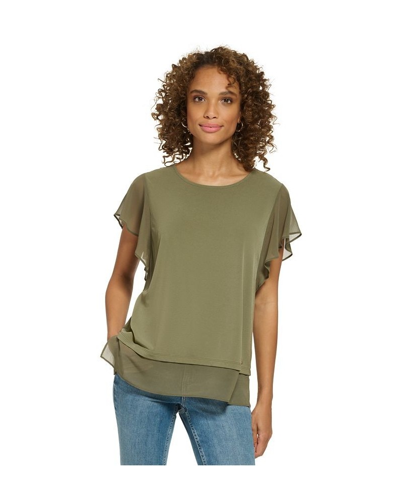 Flutter Sleeve Top Caper $28.56 Tops