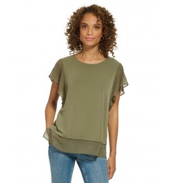 Flutter Sleeve Top Caper $28.56 Tops