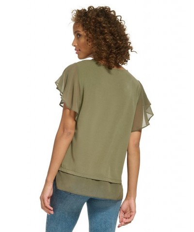 Flutter Sleeve Top Caper $28.56 Tops