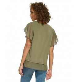 Flutter Sleeve Top Caper $28.56 Tops