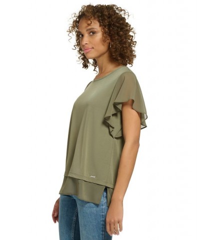 Flutter Sleeve Top Caper $28.56 Tops