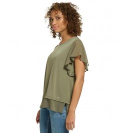 Flutter Sleeve Top Caper $28.56 Tops