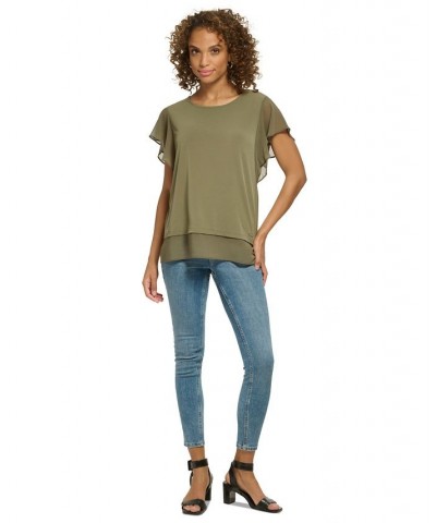 Flutter Sleeve Top Caper $28.56 Tops