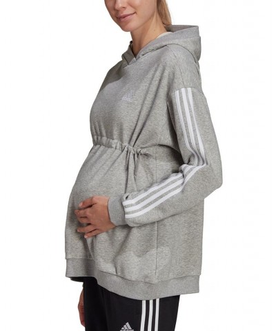 Women's Essentials Maternity 3-Striped Hoodie Gray $31.20 Sweatshirts
