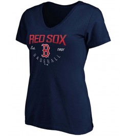 Women's Navy Boston Red Sox Live for It V-Neck T-shirt Navy $23.99 Tops
