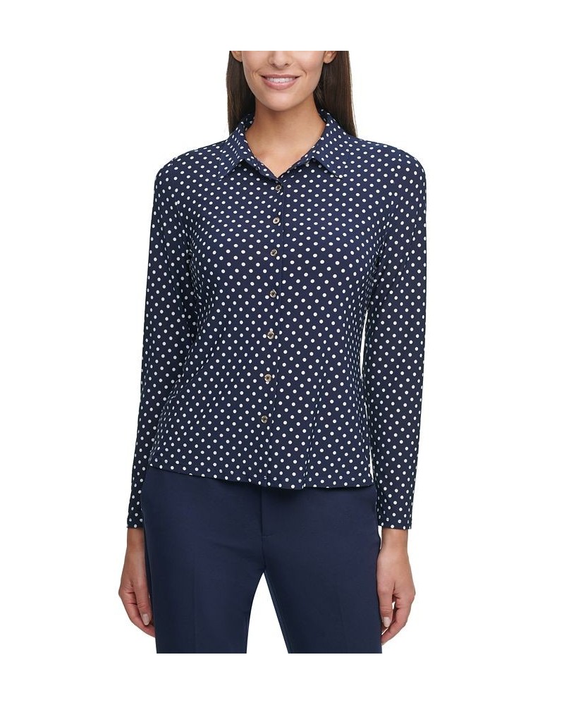 Women’s Polka Dot Shirt Navy/White $37.95 Tops